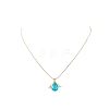 Glass Teardrop with Wing Pendant Necklace with Golden Brass Round Snake Chains for Women NJEW-JN04124-7
