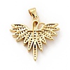 Rack Plating Brass Micro Pave Clear Cubic Zirconia Pendants ZIRC-F129-45G-2