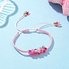 Dyed Natural Agate Beaded Braided Bead Bracelets BJEW-MZ00253-05-1