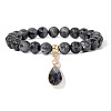 Natural Labradorite Beaded Stretch Bracelets PW-WGB60EB-09-1