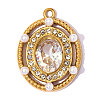 304 Stainless Steel Micro Pave Clear Cubic Zirconia Pendants CU-OY002-22G-02-1