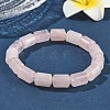 Column Natural Rose Quartz Beads Stretch Bracelets for Women Men BJEW-A148-01A-25-2