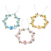 3Pcs Flower Handmade Porcelain and Cat Eye and Acrylic Beads Braided Bead Bracelets BJEW-TA00700-3