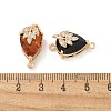 Brass Pave Faceted Glass Teardrop Connector Charms KK-G517-10G-3