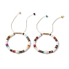 Adjustable Synthetic Turquoise Heishi & Natural Sea Shell & Coconut & Cultured Freshwater Pearl Beaded Braided Bead Bracelets for Women BJEW-JB11543-2