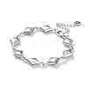 Non-Tarnish 304 Stainless Steel Rhombus Link Chain Bracelets for Women BJEW-U002-01P-2