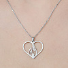 201 Stainless Steel Hollow Heart Pendant Necklace NJEW-OY002-22-1