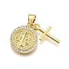 Rack Plating Brass Micro Pave Cubic Zirconia Pendants KK-K401-74G-1