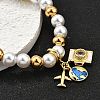 Travel Theme Brass Stretch Bracelets BJEW-C098-05-3
