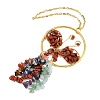 Butterfly Brass & Natural Mixed Stone Pendant Decorations HJEW-Z007-04G-3