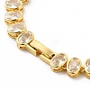 Clear Cubic Zirconia Oval Link Chain Bracelet BJEW-E073-04G-3