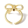 Bowknot Brass Micro Pave Clear Cubic Zirconia Open Cuff Rings for Women LS-RJEW-C098-26G-3
