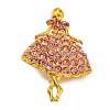 Dancing Girl Alloy Rose Rhinestone Brooch JEWB-Q045-04G-01-1