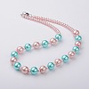 Glass Pearl Round Beads Necklaces NJEW-JN00760-03-1
