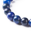 Natural Lapis Lazuli(Dyed) & Lava Rock Round Beads Stretch Bracelets Set BJEW-JB06982-03-14