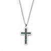 Brass Micro Pave Black Zirconia Cross Pendant Necklaces NJEW-M211-05D-P-1