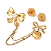 Bowknot & Heart 304 Stainless Steel & Plastic Pearl Hanging Chain Brooches JEWB-G049-02G-3