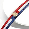 USA Flag Style Red Blue White Imitation Leather Cord Bracelets PW-WGC6737-01-2