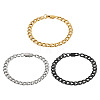 3Pcs 3 Styles 304 Stainless Steel Cuban Link Chain Bracelets BJEW-TAC0062-1
