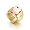 304 Stainless Steel & Glass Finger Rings FS-WGBA2F3-08-1