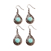 Synthetic Turquoise Teardrop Dangle Earrings EJEW-B055-02R-23-1