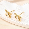 Bowknot Brass Micro Pave Clear Cubic Zirconia Stud Earrings EJEW-G433-05G-1