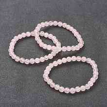 Natural Rose Quartz Beaded Stretch Bracelets BJEW-A117-B-11