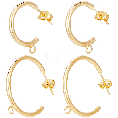 20Pcs 2 Style Brass Ring Stud Earring Findings KK-BBC0012-81-1