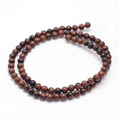 Natural Mahogany Obsidian Round Bead Strands G-P128-65-4mm-1