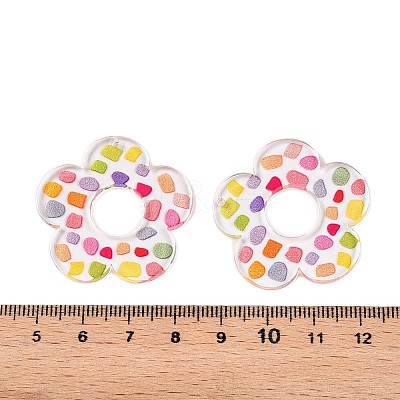 Flower Theme Printed Acrylic Pendants OACR-T028-06H-1