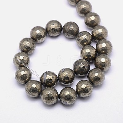 Natural Pyrite Beads Strands G-L031-14mm-03-1
