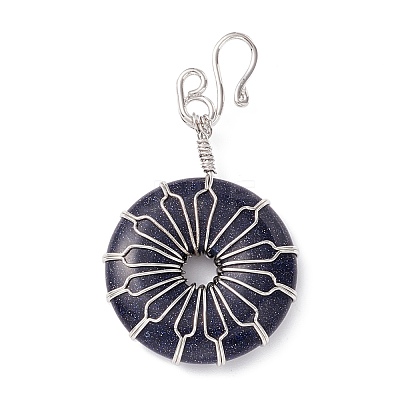 Synthetic Blue Goldstone Big Pendants G-P459-01P-B-1