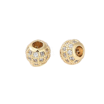 Rack Plating Brass Micro Pave Clear Cubic Zirconia Beads LS-KK-Z060-21G-1