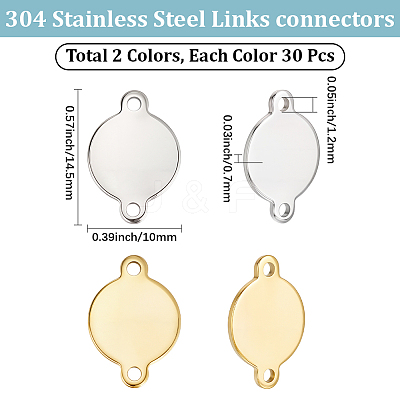 60Pcs 2 Colors 304 Stainless Steel Links Connectors STAS-BBC0009-17-1