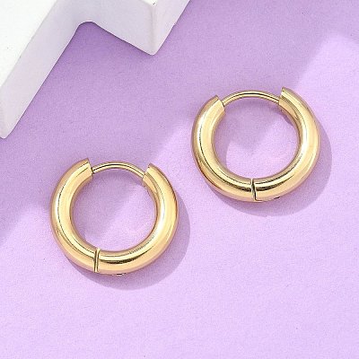 Ion Plating(IP) 304 Stainless Steel Huggie Hoop Earrings X-EJEW-F111-16mm-G-1