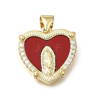 Religion Brass & Clear Cubic Zirconia & Acrylic Pendants KK-G602-05A-04-1