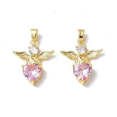 Brass Rhinestone Pendants KK-P223-21G-01-1