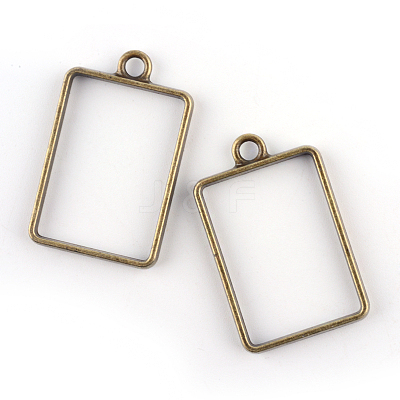 Rack Plating Alloy Rectangle Open Back Bezel Pendants X-PALLOY-S047-28F-FF-1