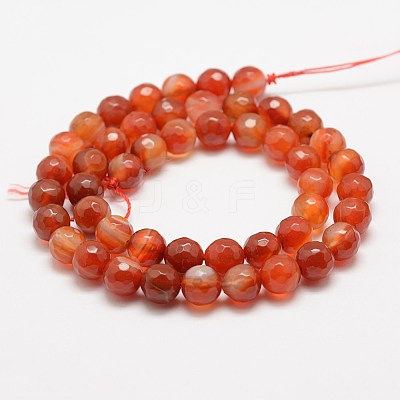 Faceted Natural Striped Agate/Banded Agate Beads Strands X-G-F447-4mm-H03-1