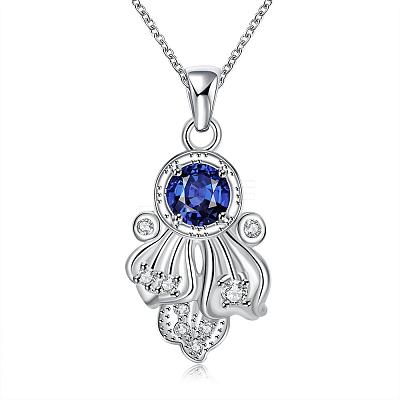 Silver Plated Brass Fish Pendant Necklaces for Women NJEW-BB01659-A-1