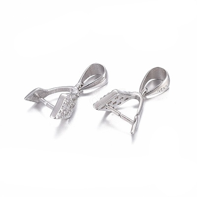 Anti-Tarnish Rhodium Plated 925 Sterling Silver Pendant Bails STER-L058-029P-1