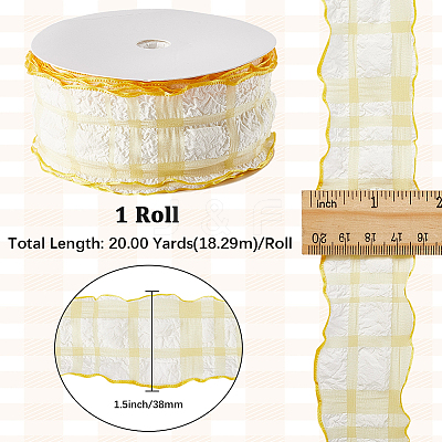 1 Roll Polyester Ruffled Ribbon SRIB-CY0001-14B-1