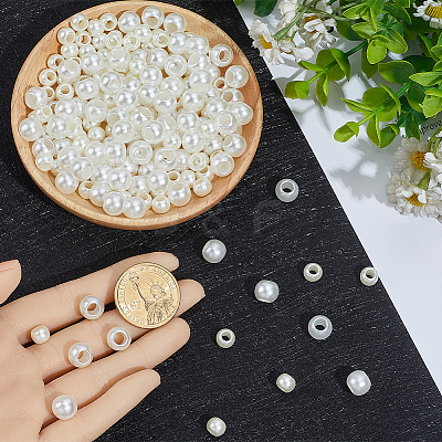 300Pcs 2 Styles Imitation Pearl Acrylic European Beads OPDL-SP0001-04-1