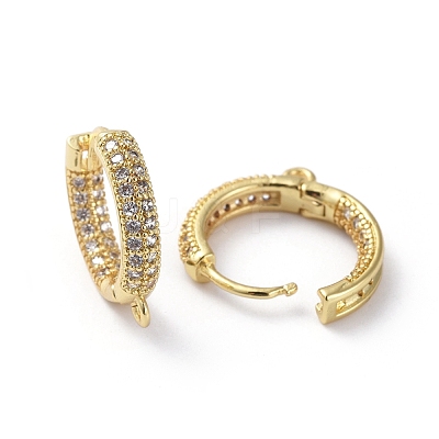 Brass Micro Pave Cubic Zirconia Huggie Hoop Earring Findings X-ZIRC-G158-17G-1