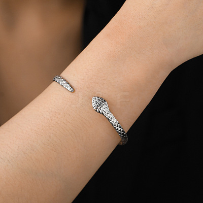 Non-Tarnish 304 Stainless Steel Snake Cuff Bangle LS-BJEW-F456-01P-1