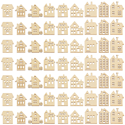 100Pcs Unfinished Wooden Cutcouts DIY-GF0013-50-1