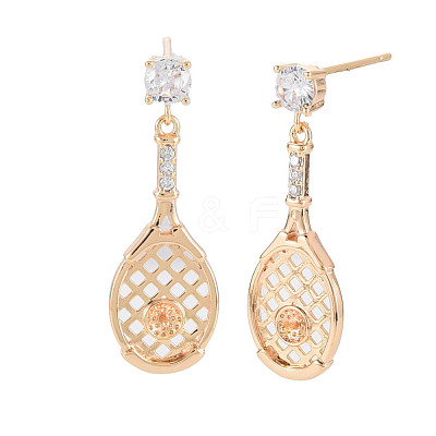 Brass Micro Pave Clear Cubic Zirconia Stud Earring Findings KK-S364-057-1