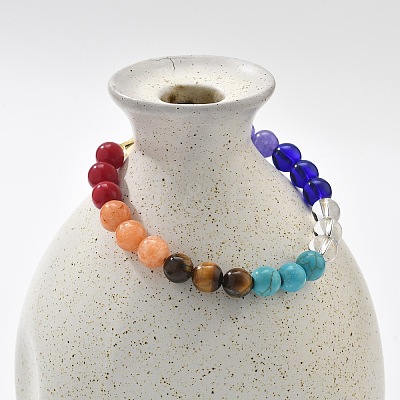 Long-Lasting Plated Brass Beads Slider Bracelets for Women BJEW-K268-01G-1