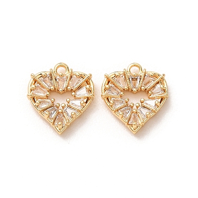 Valentine's Day Brass Micro Pave Clear Cubic Zirconia Charms KK-A304-24H-G-1