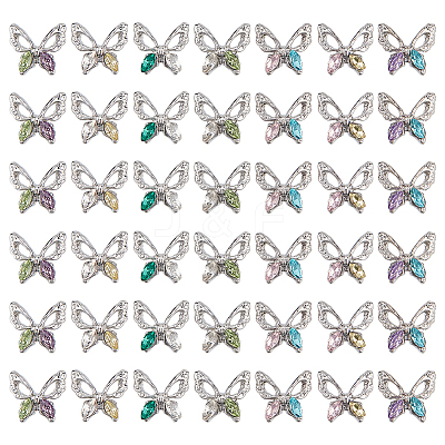 42Pcs 7 Colors Alloy Glass Cabochons MRMJ-SC0001-18-1